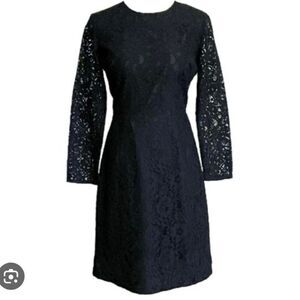 J.crew black lace crewneck dress size 6